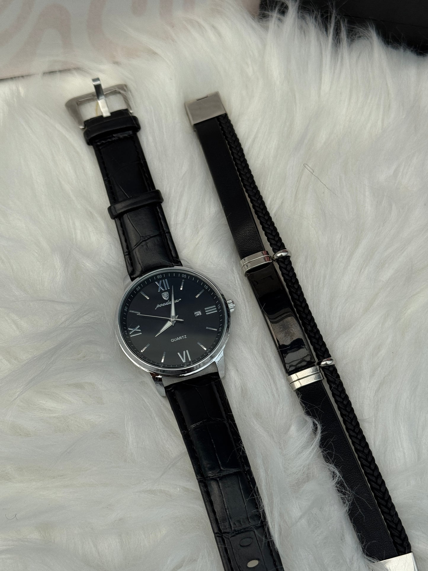 Poe leather watch and bracelet