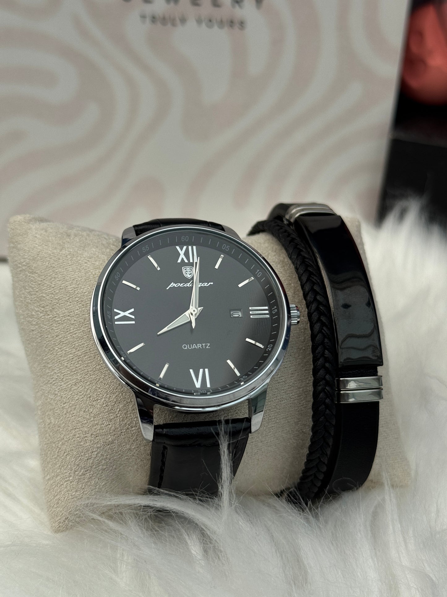Poe leather watch and bracelet
