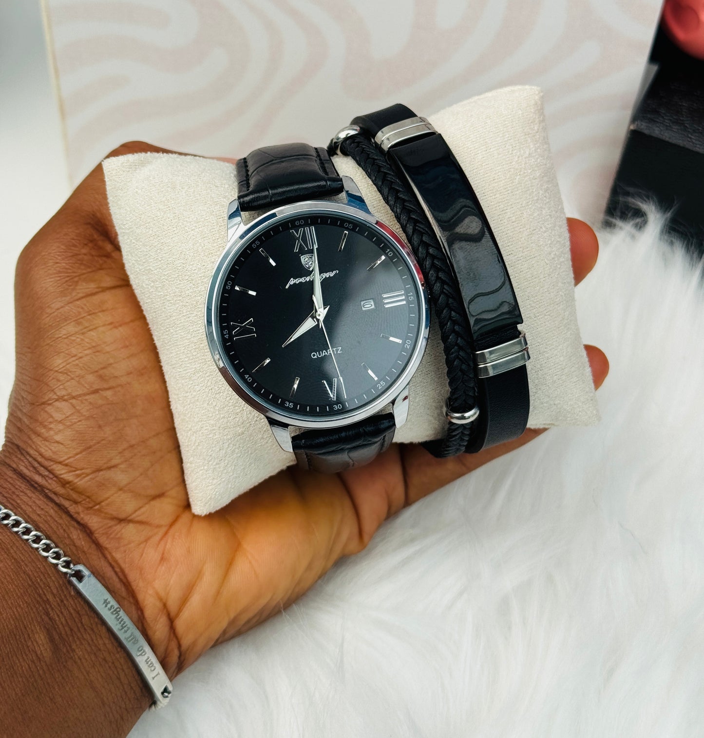Poe leather watch and bracelet