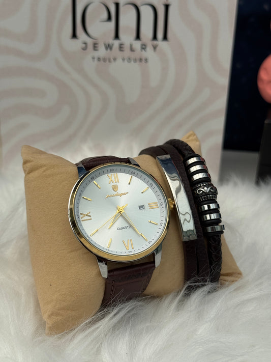 Poe leather watch and bracelet